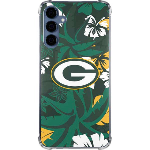 NFL Green Bay Packers Tropical Print Galaxy A35 5G Clear Case